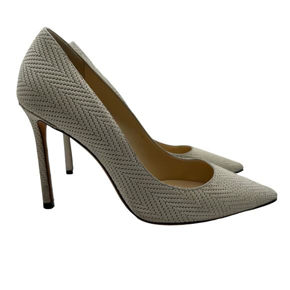 Jimmy Choo Shoes - Jimmy Choo Romy Textured Leather Heels White